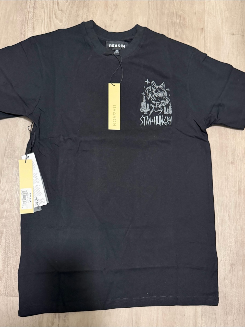 Reason Black Short-Sleeve Tee with Wolf Graphic